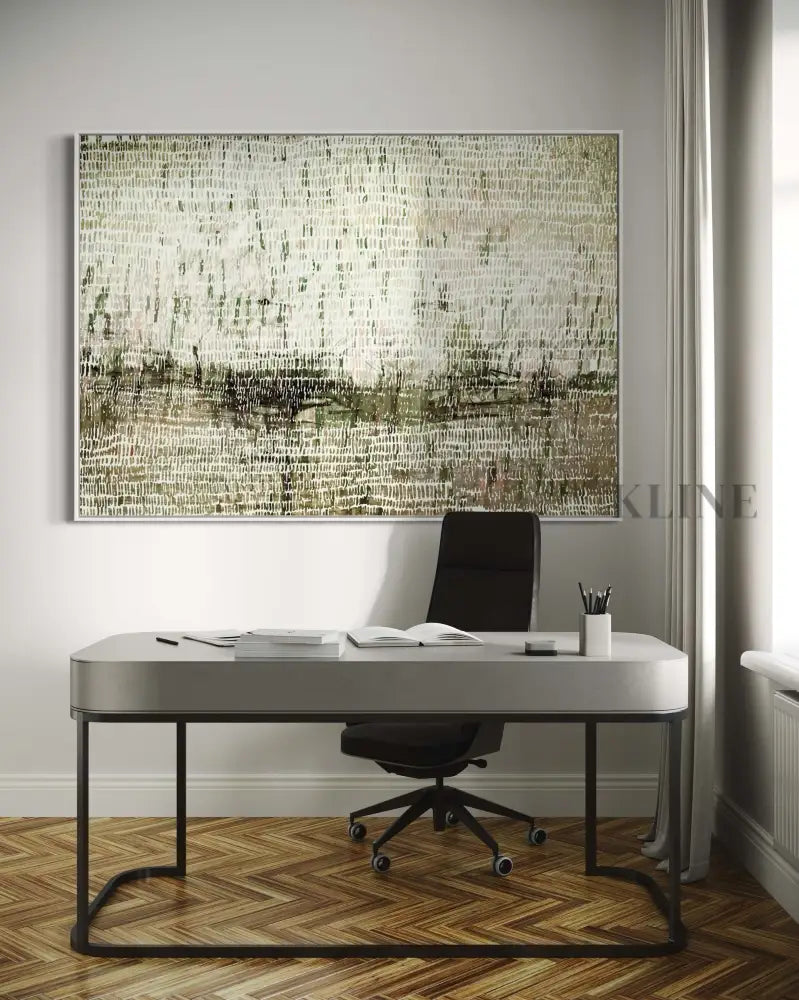 Dancing Rain Green - Hand Painting Art mural vert
