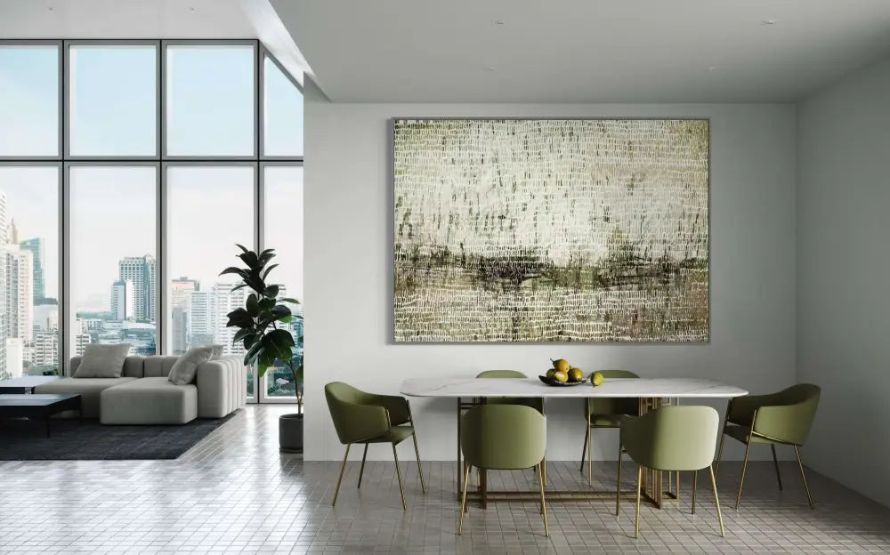 Dancing Rain Green - Hand Painting