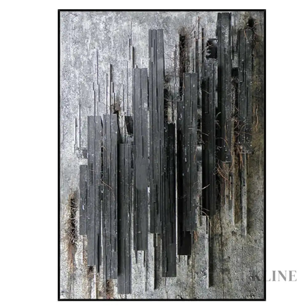 Dark Charcoal Textured Stripes Art - Hand Painting Original Paintings for Sale