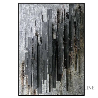 Dark Charcoal Textured Stripes Art - Hand Painting