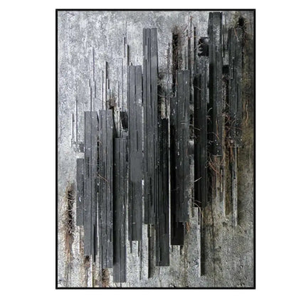 Dark Charcoal Textured Stripes Art - Hand Painting