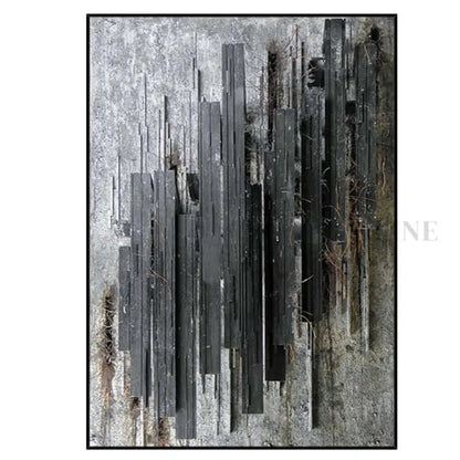 Dark Charcoal Textured Stripes Art - Hand Painting