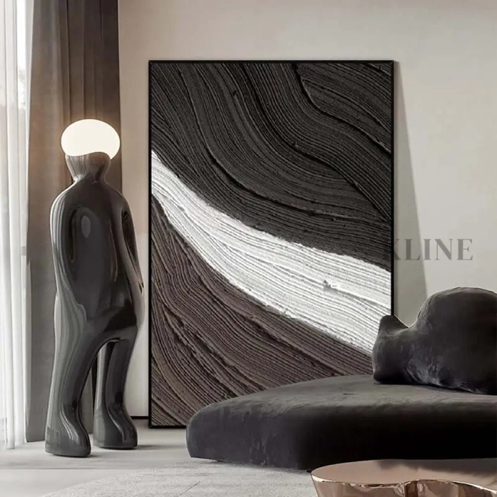Deep Brown Grey and Cream Textured - Hand Painting