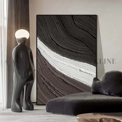 Deep Brown Grey and Cream Textured - Hand Painting