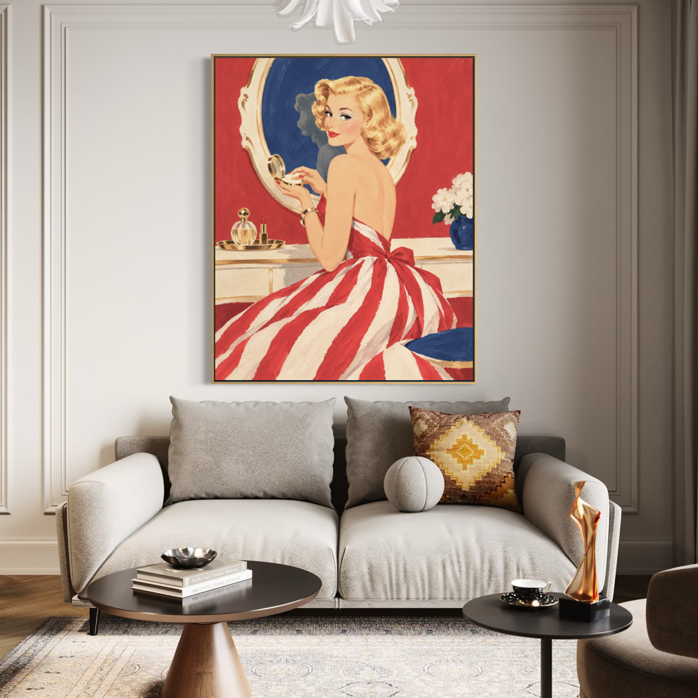 Retro Pinup at the Vanity - Hand Painting