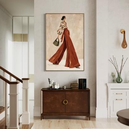 Painterly Terracotta Palazzo Stride - Hand Painting