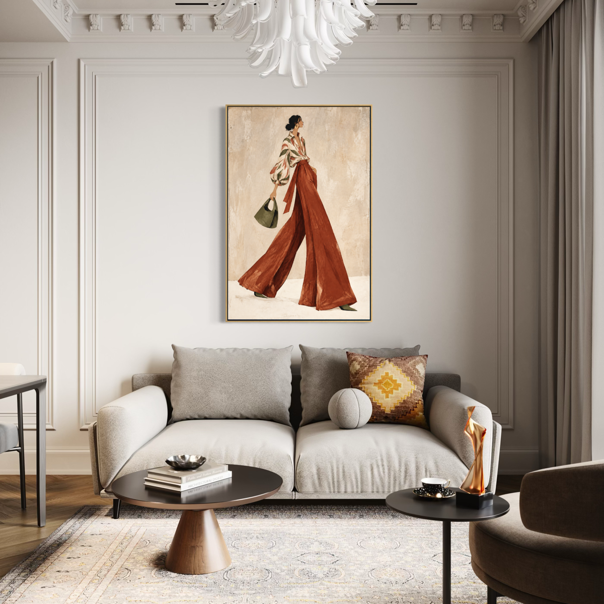 Painterly Terracotta Palazzo Stride - Hand Painting