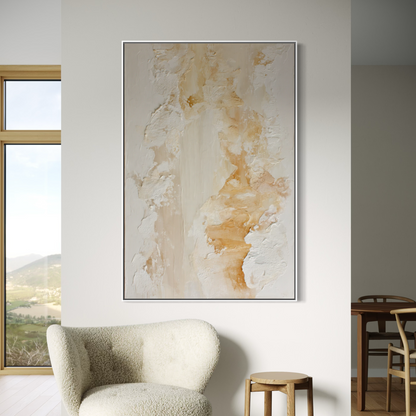 Ivory and Champagne Textured Abstract