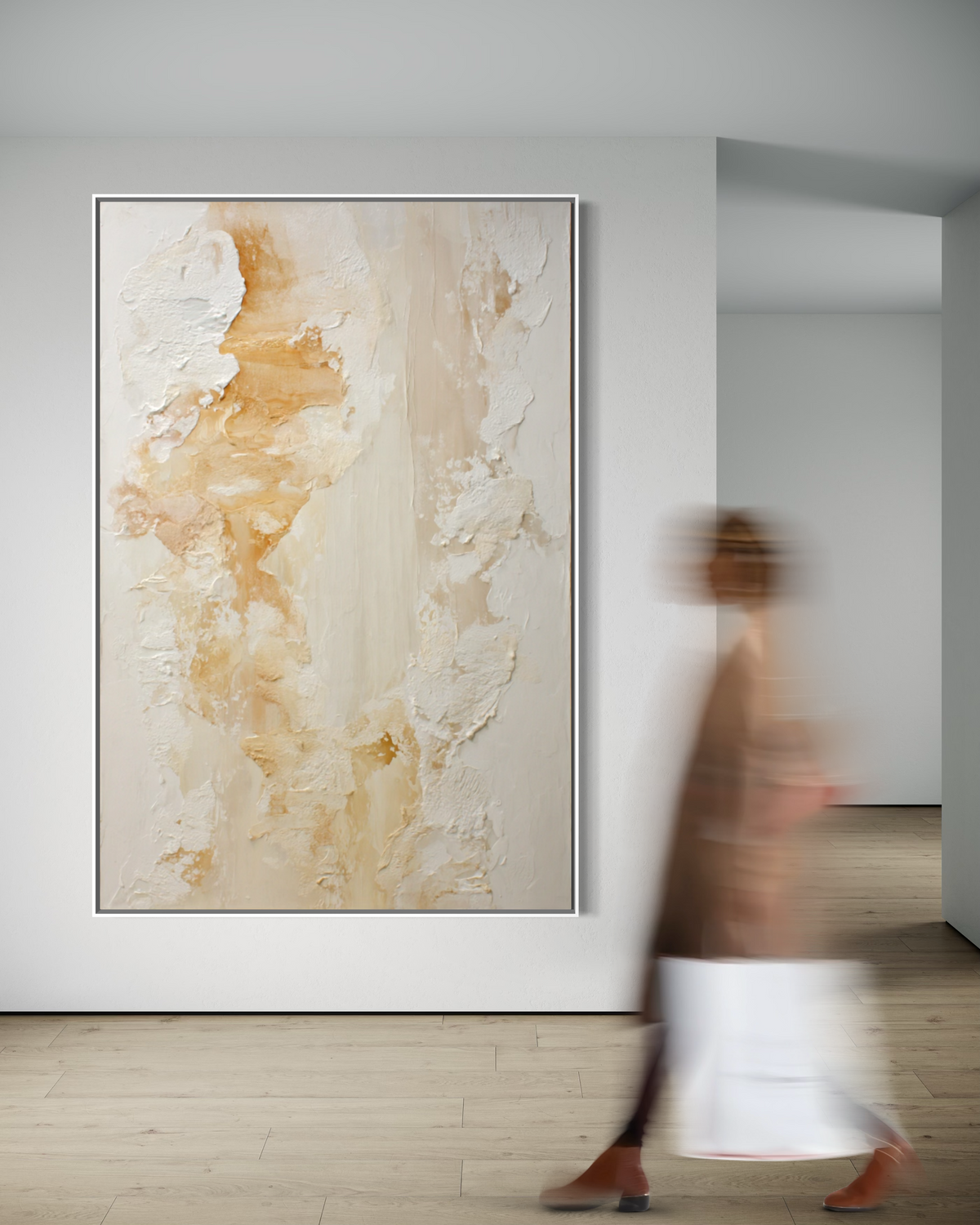 Ivory and Champagne Textured Abstract