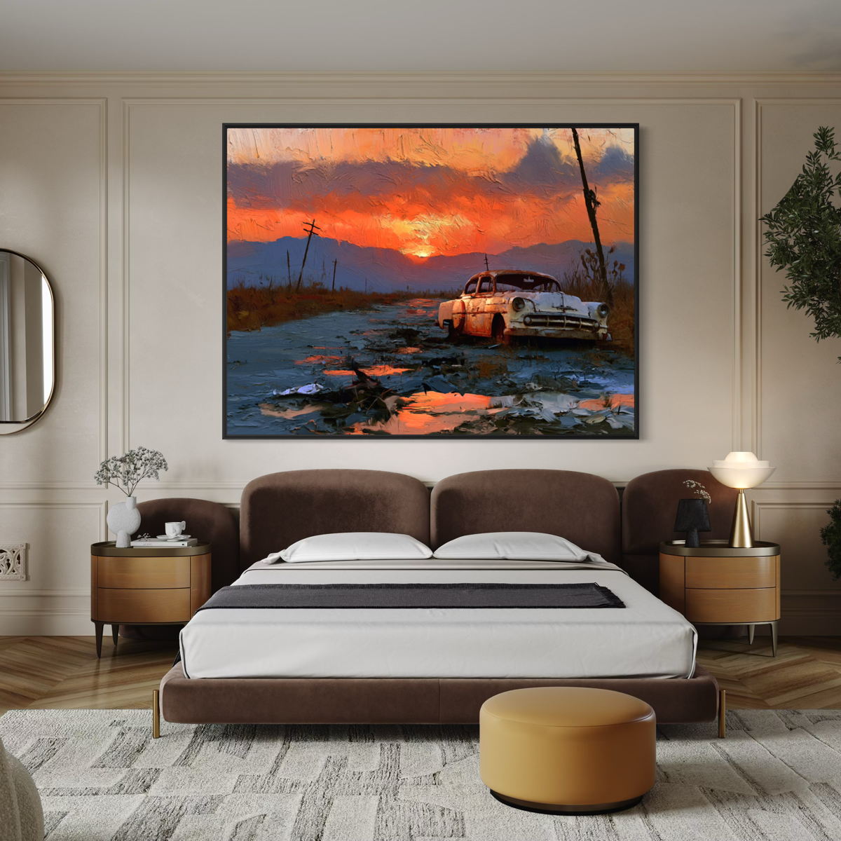 Sunset on Route 66 - Hand Painting