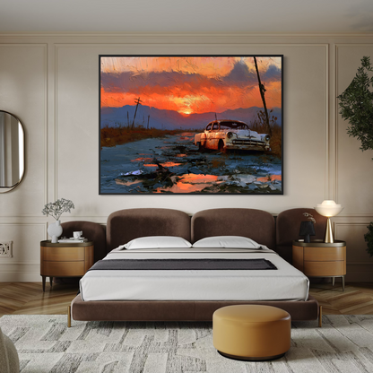 Sunset on Route 66 - Hand Painting