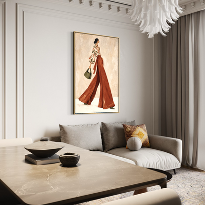 Painterly Terracotta Palazzo Stride - Hand Painting