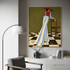 Elegant Figure in a Checkerboard Café - Hand Painting