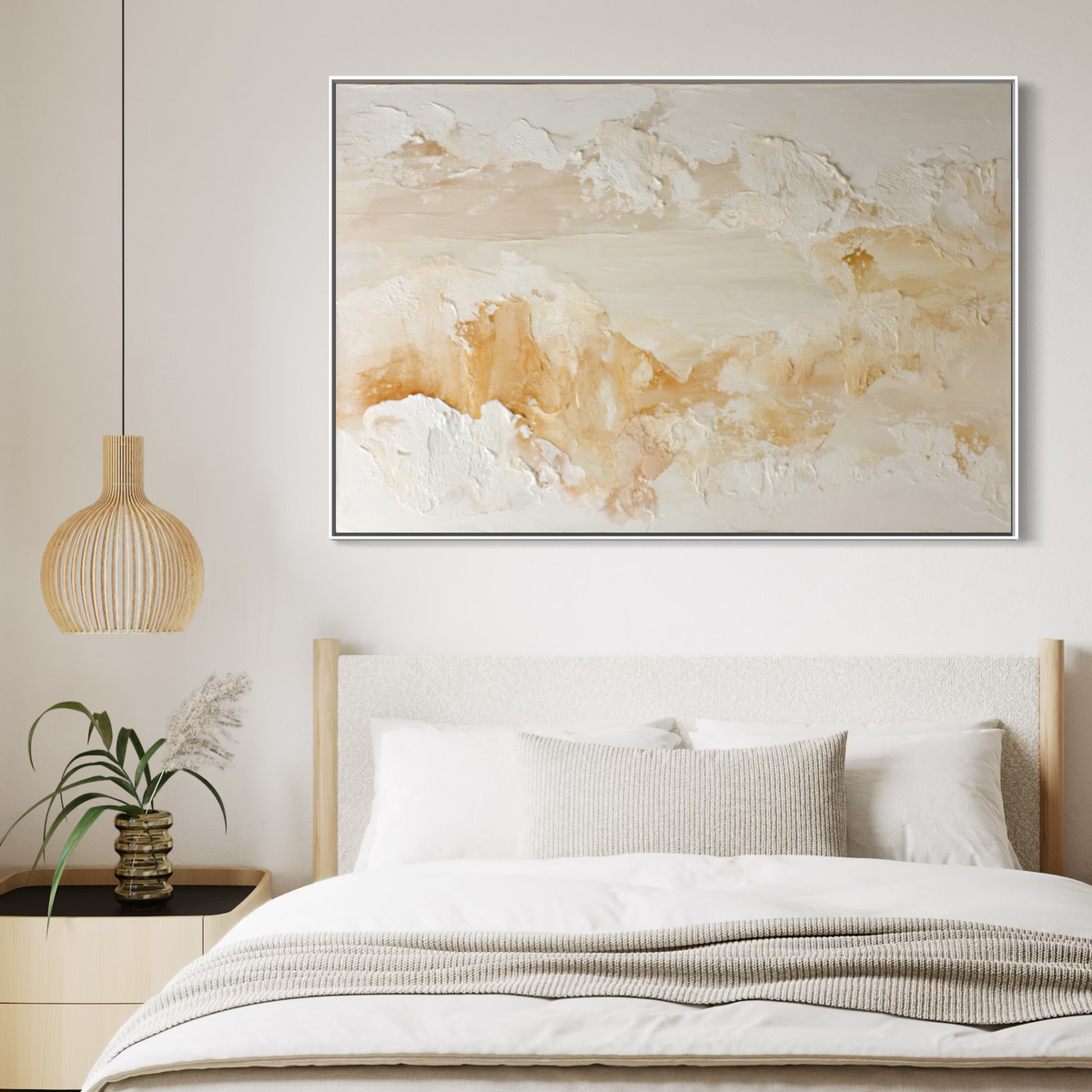 Ivory and Champagne Textured Abstract