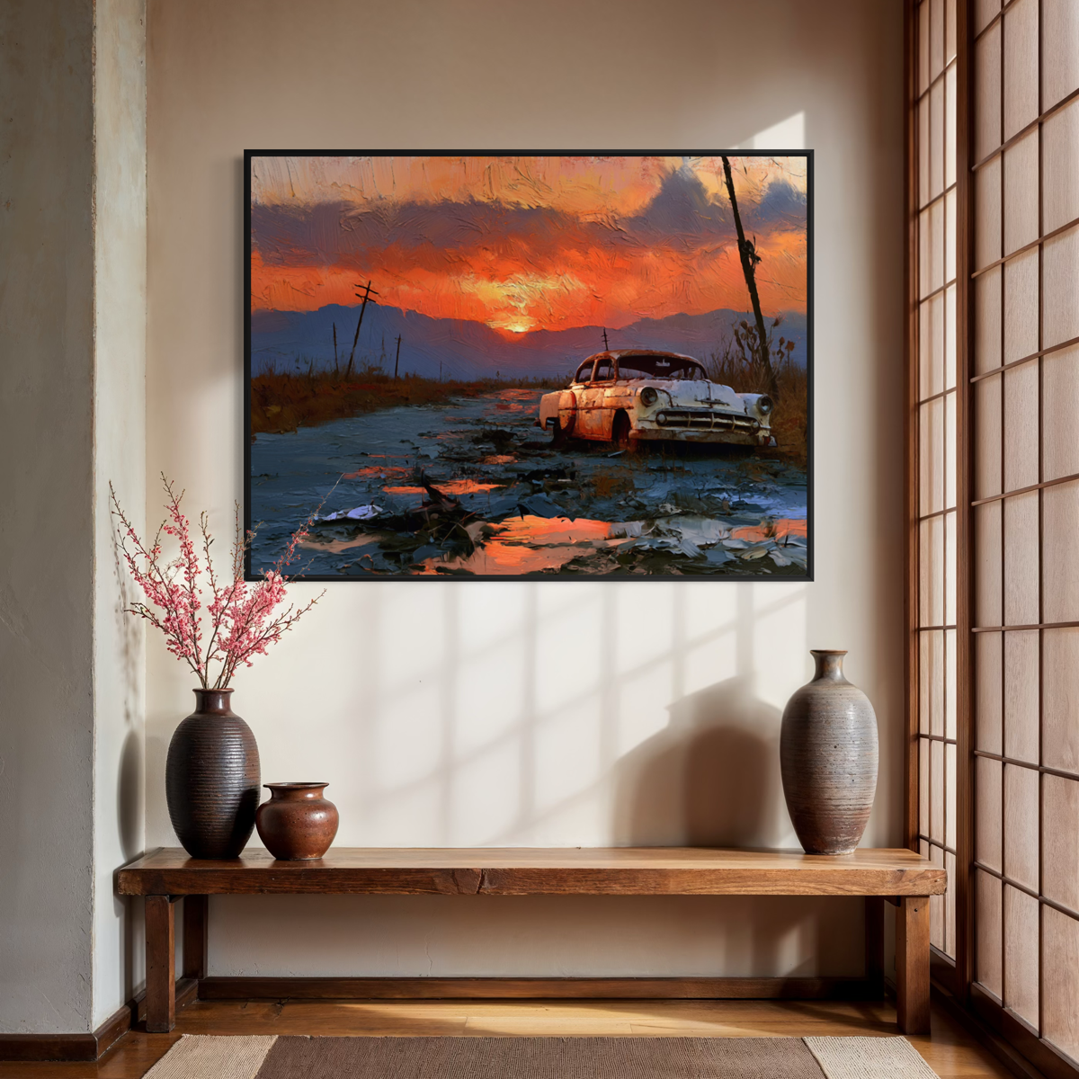 Sunset on Route 66 - Hand Painting Vintage Collection