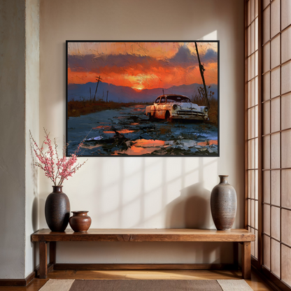 Sunset on Route 66 - Hand Painting