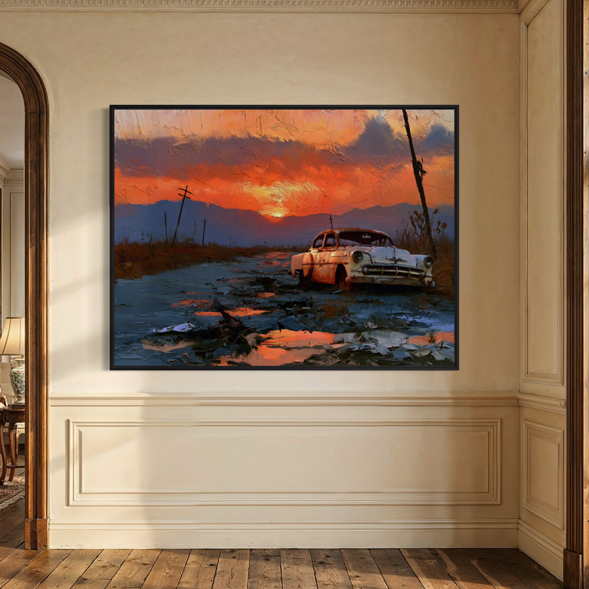 Sunset on Route 66 - Hand Painting Vintage Collection