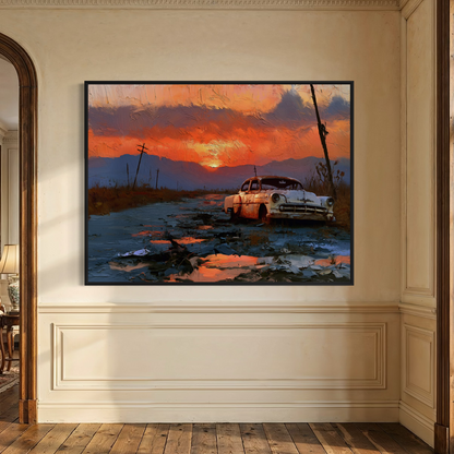 Sunset on Route 66 - Hand Painting