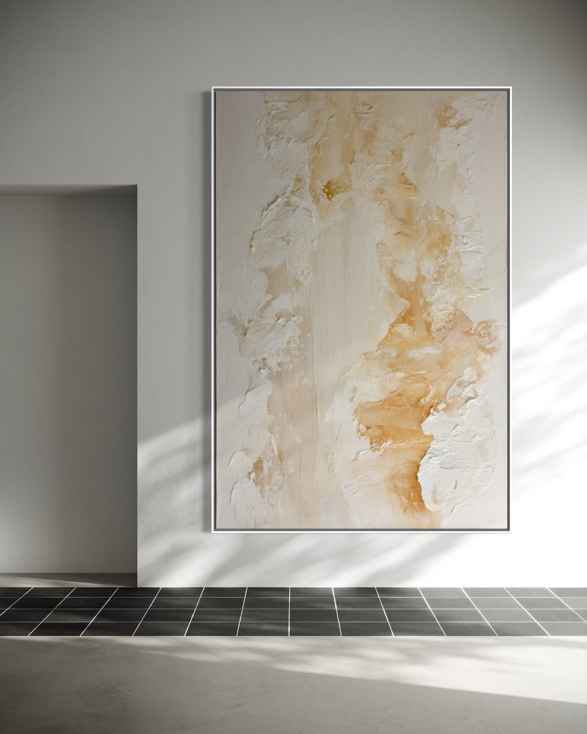 Ivory and Champagne Textured Abstract