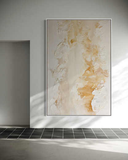 Ivory and Champagne Textured Abstract