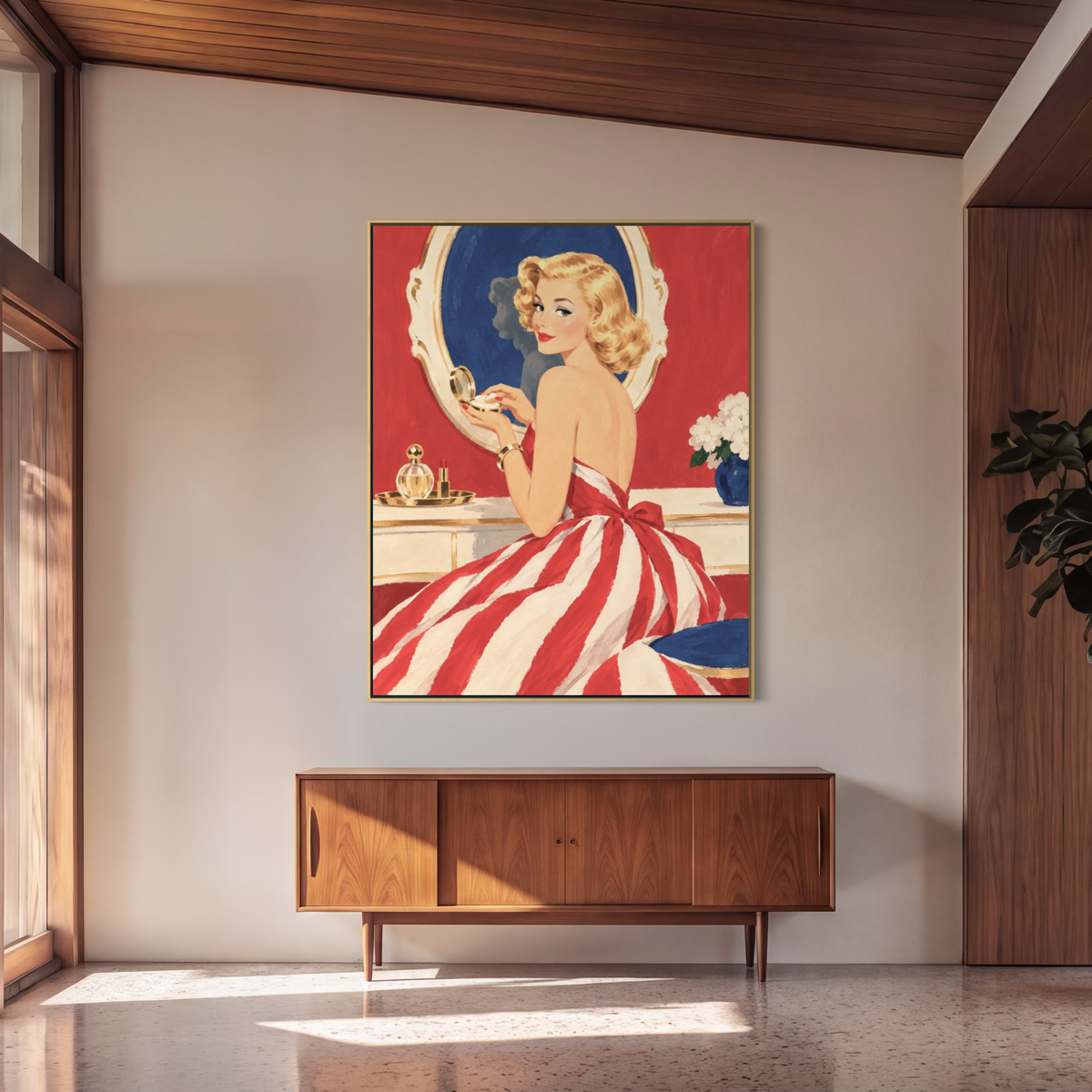 Retro Pinup at the Vanity - Hand Painting Vintage Collection