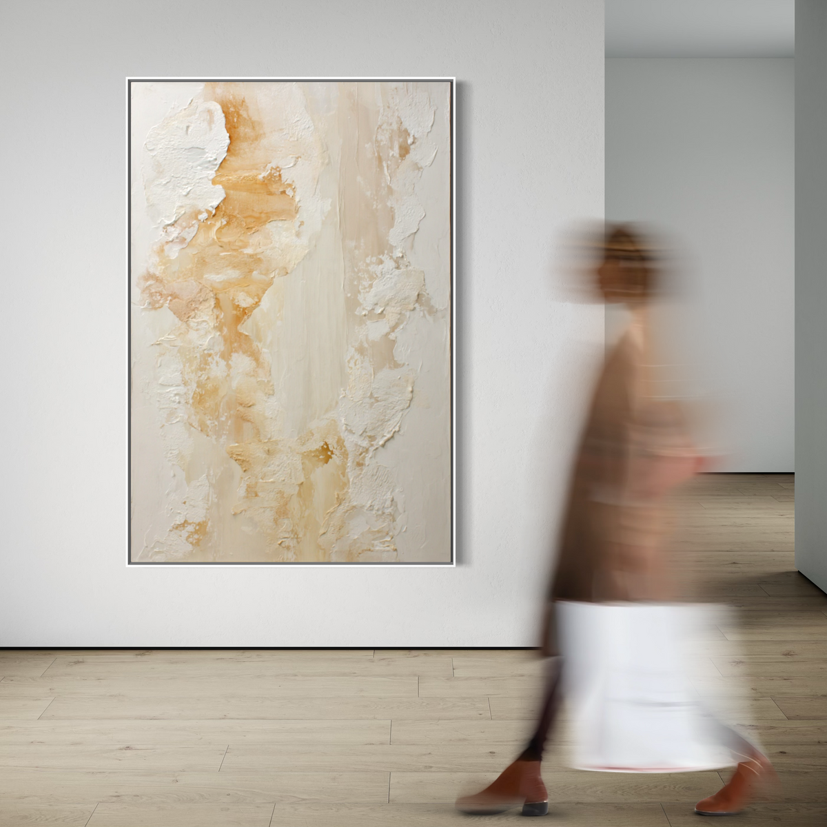 Ivory and Champagne Textured Abstract