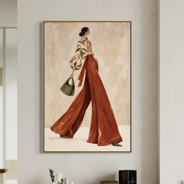 Painterly Terracotta Palazzo Stride - Hand Painting Vintage Collection
