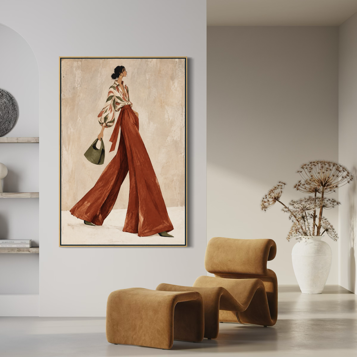 Painterly Terracotta Palazzo Stride - Hand Painting Vintage Collection