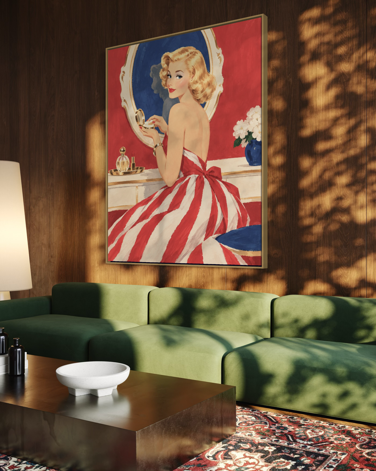 Retro Pinup at the Vanity - Hand Painting