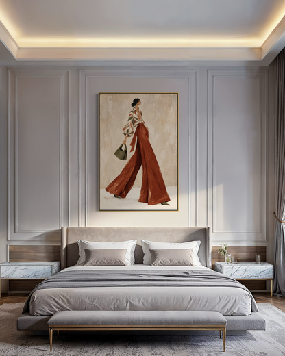 Painterly Terracotta Palazzo Stride - Hand Painting
