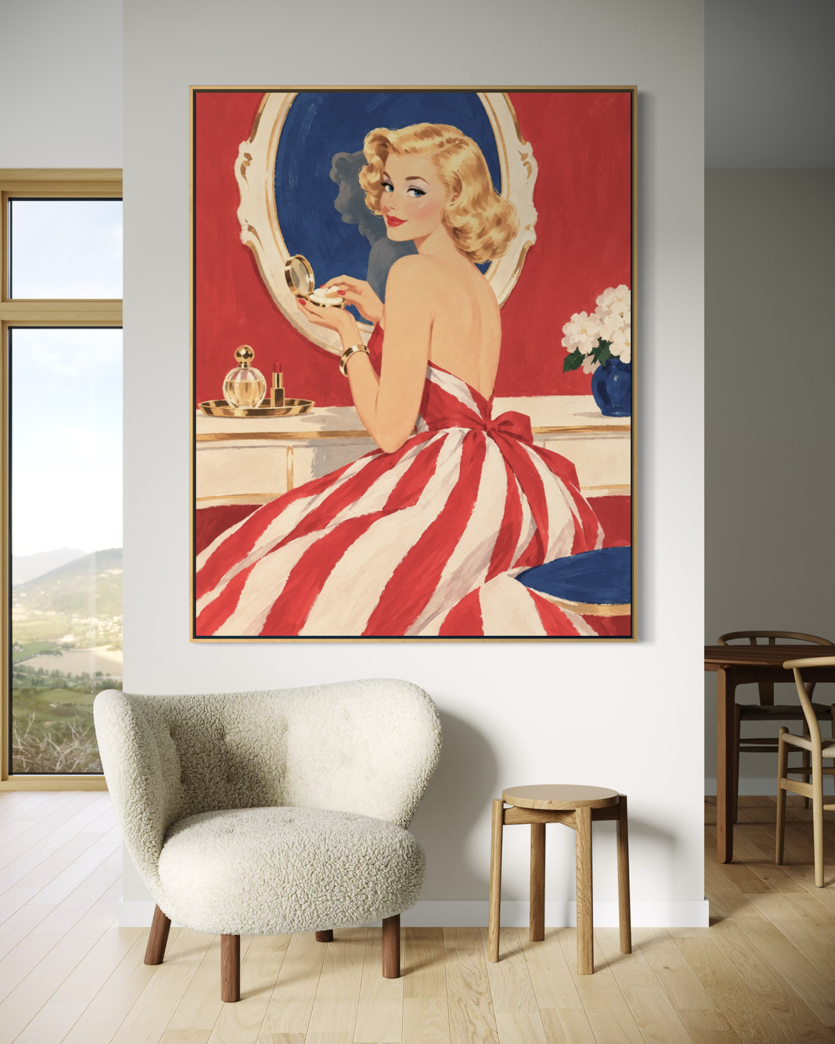 Retro Pinup at the Vanity - Hand Painting
