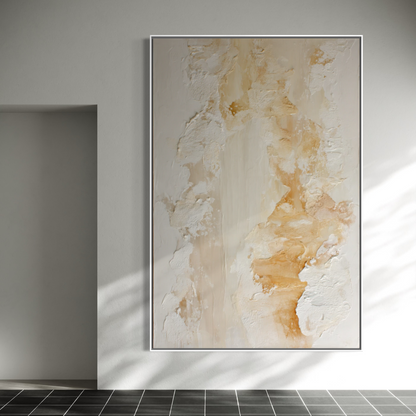 Ivory and Champagne Textured Abstract