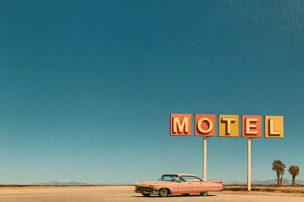 One Night on Route 66 - Hand Painting Vintage Collection