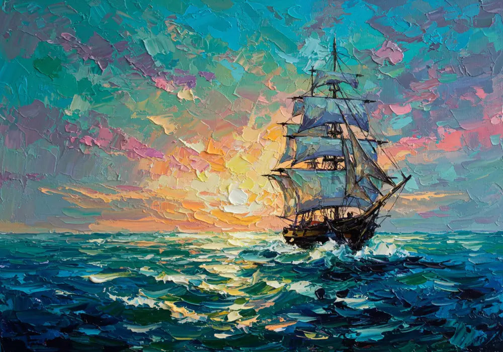Dreamscape at Sea - Hand Painting Peintures originales à vendre