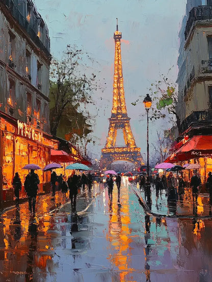Eiffel in Violet Light - Hand Painting