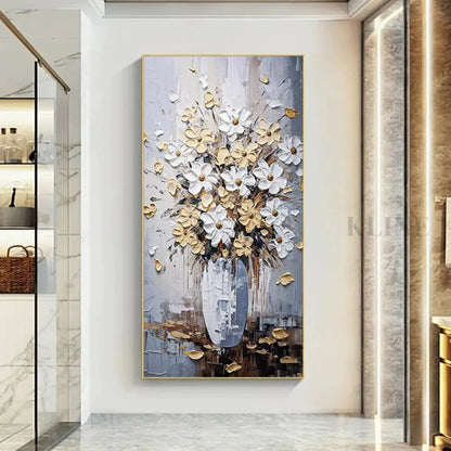 Elegant Floral Vase - Hand Painting