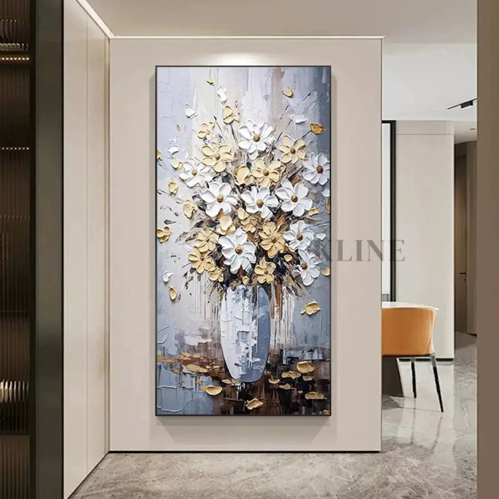 Elegant Floral Vase - Hand Painting