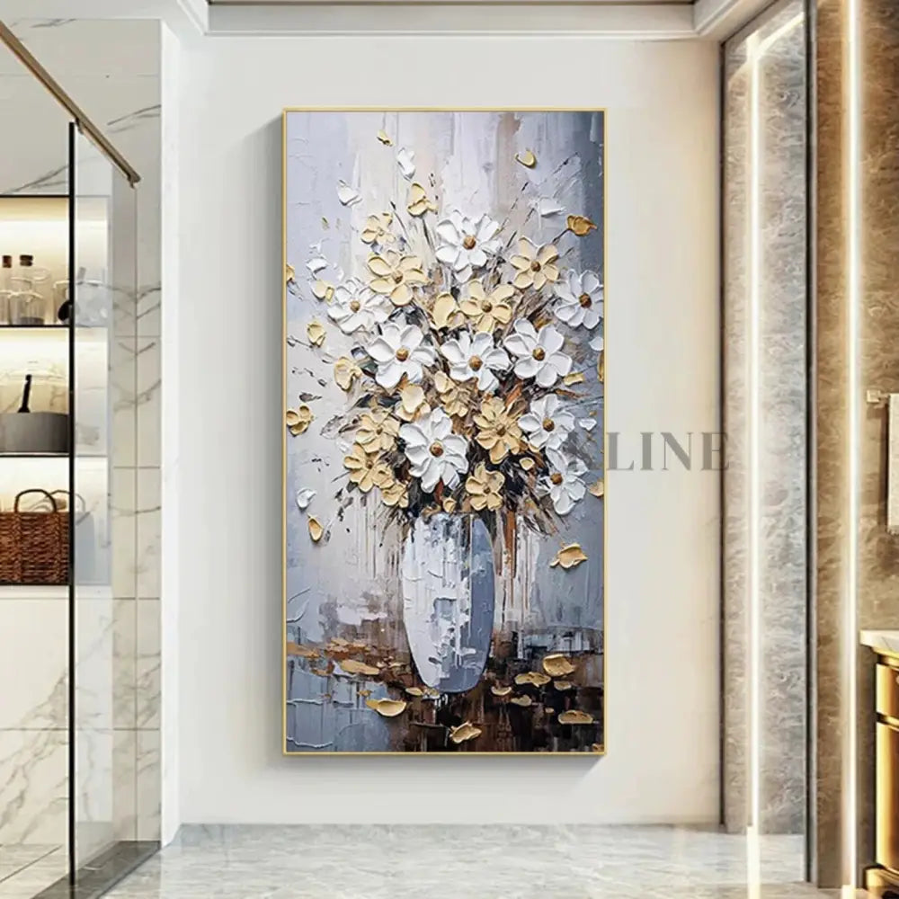 Elegant Floral Vase - Hand Painting