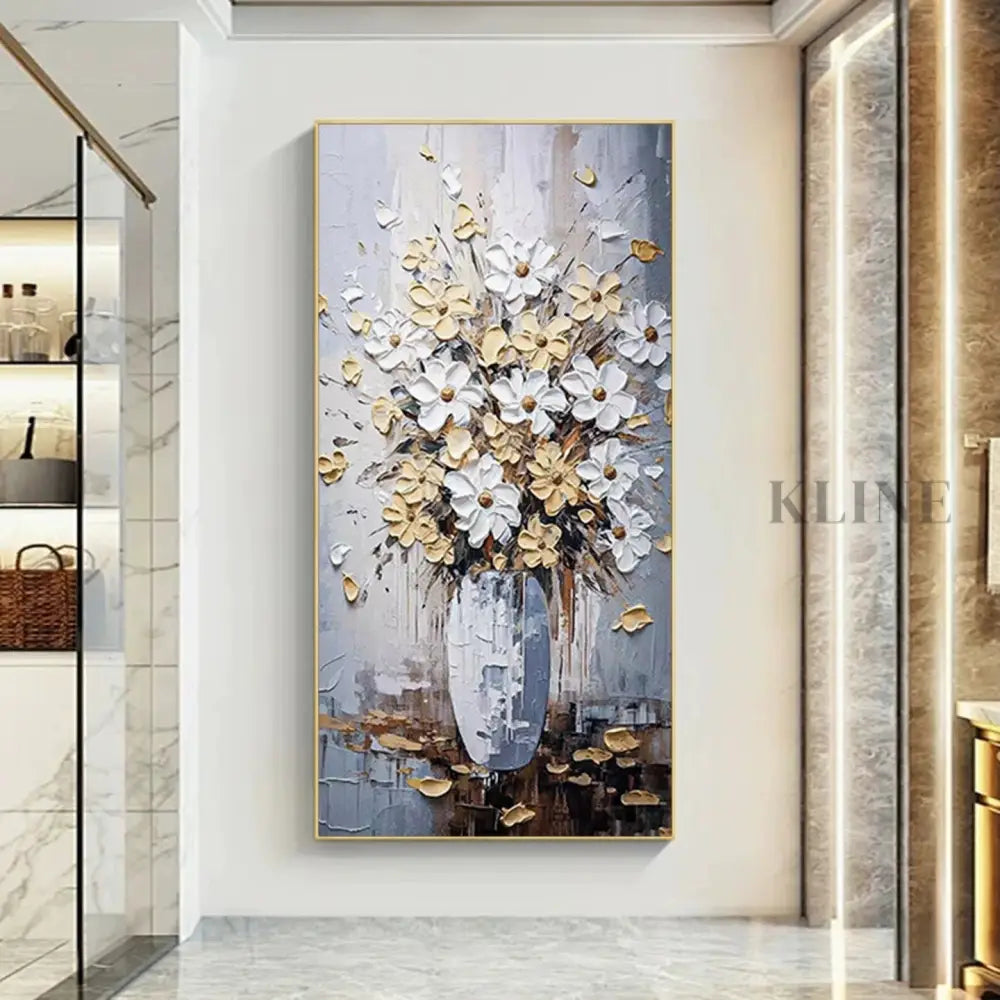Elegant Floral Vase - Hand Painting