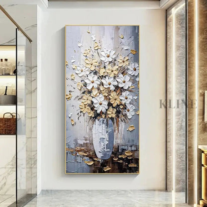Elegant Floral Vase - Hand Painting