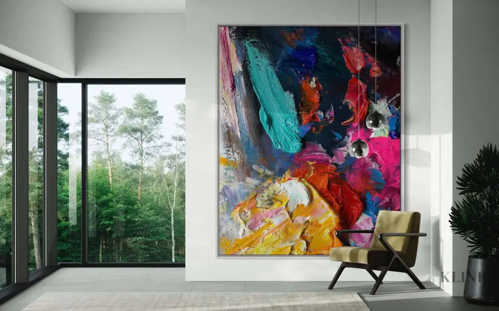 Vibrant, hand-painted Essaouira wall art by Kline Collective, transforming spaces with bold colors and ready-to-hang design.