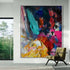 Vibrant hand-painted wall art by Kline Collective, enhancing modern living spaces with bold colors and style.
