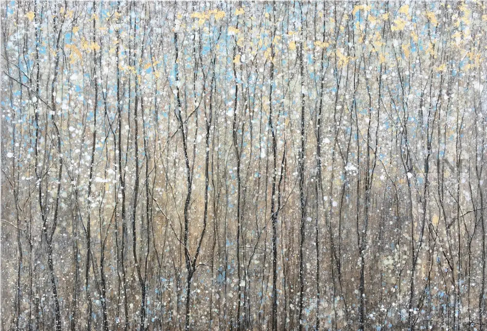 Abstract depiction of trees in a forest with vibrant colors celebrating spring&