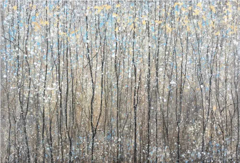 Abstract depiction of trees in a forest with vibrant colors celebrating spring&