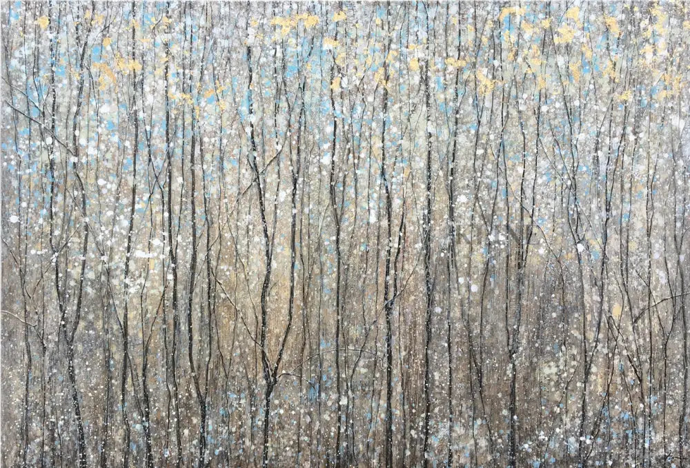 Abstract depiction of trees in a forest with vibrant colors celebrating spring& Artful and Serene
