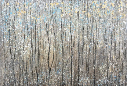 Abstract depiction of trees in a forest with vibrant colors celebrating spring&
