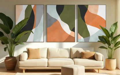Expressionist Forms Triptych - Hand Painting