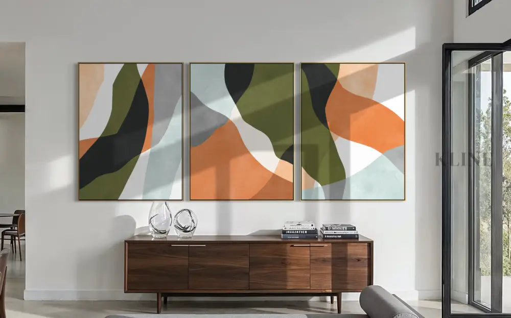 Expressionist Forms Triptych - Hand Painting