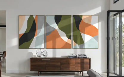 Expressionist Forms Triptych - Hand Painting
