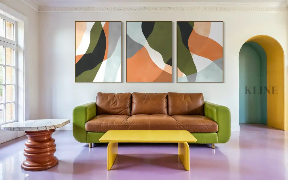 Expressionist Forms Triptych - Hand Painting